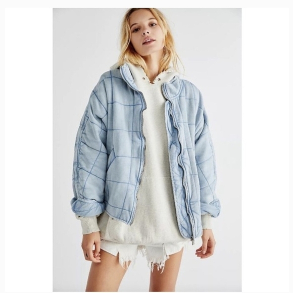 Free People Jackets & Blazers - Free People Women's Light Blue Dolman Quilted Jacket